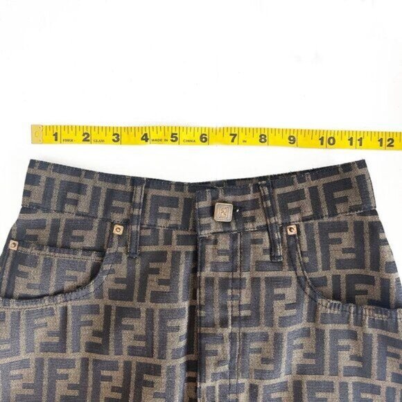 Authentic FENDI FF Zucca Vintage Printed Mini Skirt Brown Tan Pockets - Picture 8 of 12